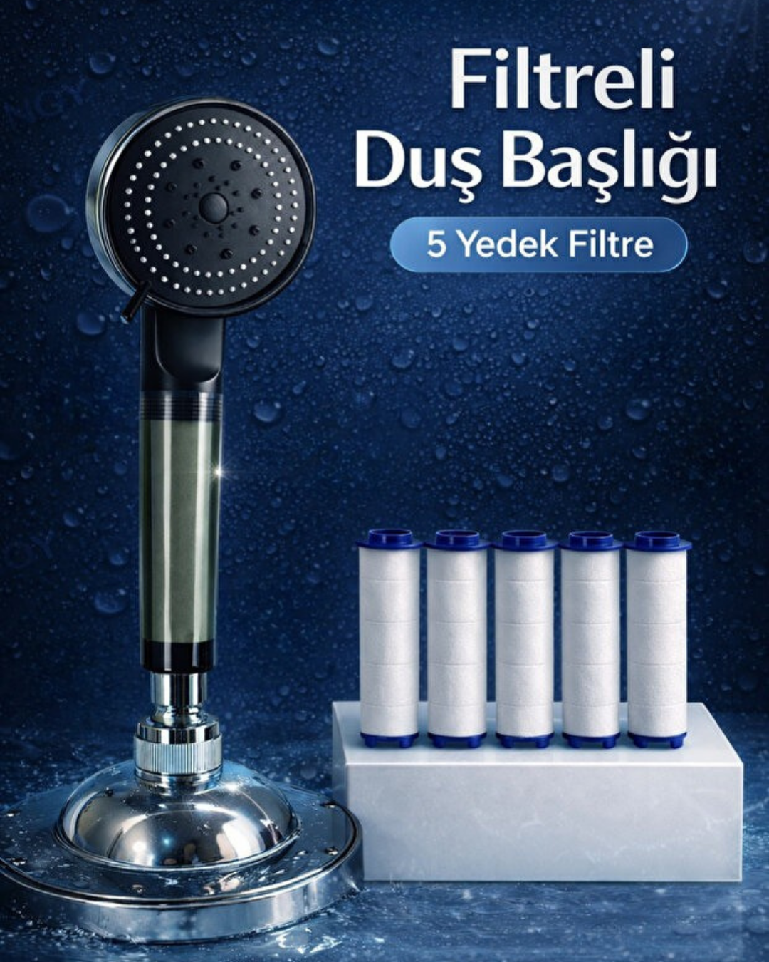 PERRIA™ Filtreli Duş Başlığı (+5 Yedek Filtre)