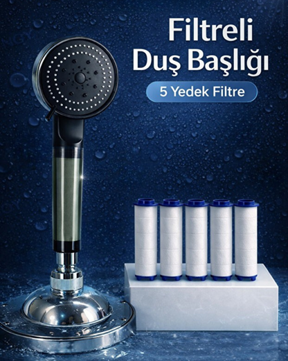 PERRIA™ Filtreli Duş Başlığı (+5 Yedek Filtre)