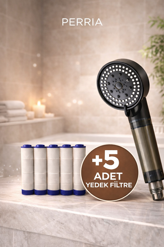 PERRIA™ Filtreli Duş Başlığı (+5 Yedek Filtre)